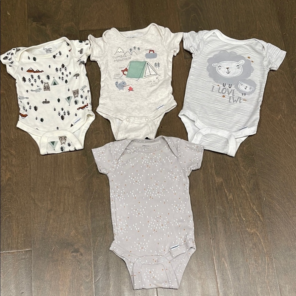 Gerber 4Pc Baby Onesie NB-3M